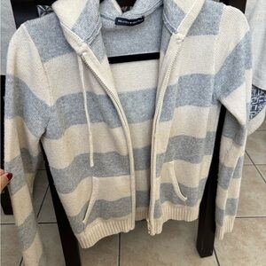 Brandy Melville Gray and Cream Striped Sweater